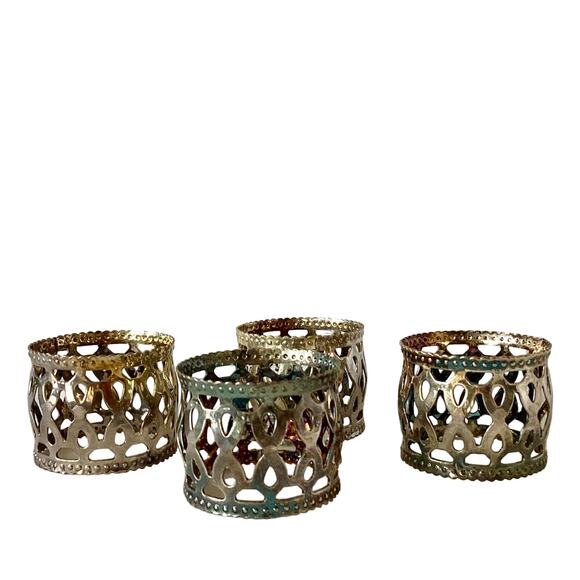 Vintage 90s Silver Plated Napkin Rings - Picture 1 of 7